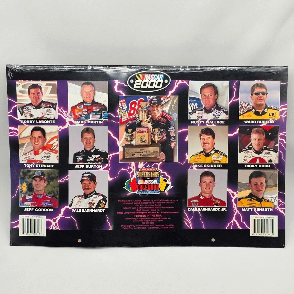2000 NASCAR Calendar Racing Motorsports Stewart Gordon Earnhardt Kensethm Jarret